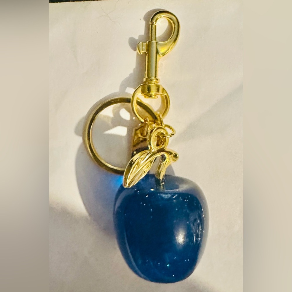 Sparkly Blue Apple Keychain Charm